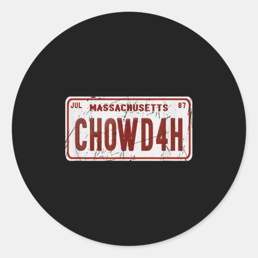Sticker Rond Clam Chowder Boston Accent Chowdah Funny  (Devant)