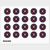 Sticker Rond Clan Brown Tartan (Feuille)