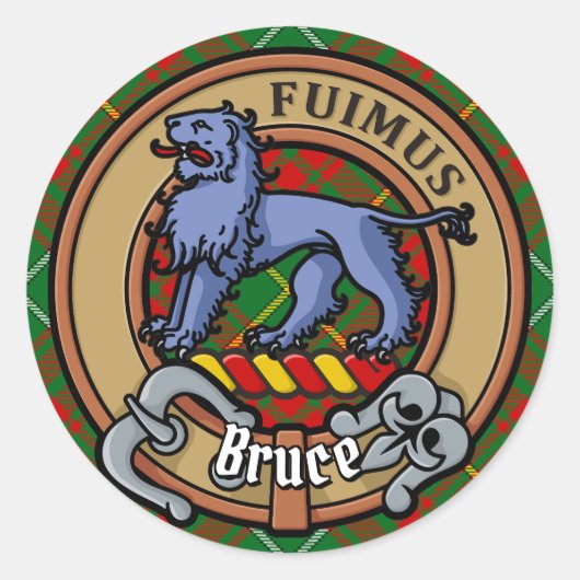 Sticker Rond Clan Bruce Crest sur la chasse Tartan (Devant)