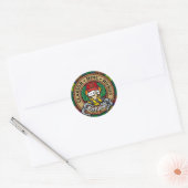 Sticker Rond Clan Buchanan Crest sur Tartan (Enveloppe)