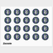 Sticker Rond Clan classique Baird Tartan Monogramme (Feuille)