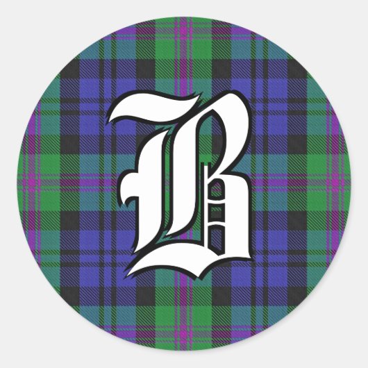 Sticker Rond Clan classique Baird Tartan Monogramme (Devant)