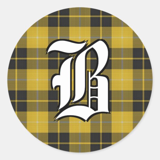 Sticker Rond Clan classique Barclay Tartan Monogramme (Devant)