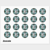 Sticker Rond Clan classique Bell Tartan Monogramme (Feuille)