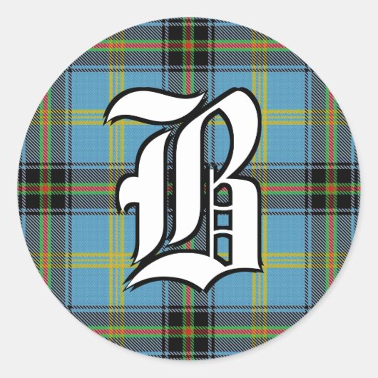 Sticker Rond Clan classique Bell Tartan Monogramme (Devant)