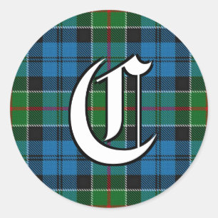 Sticker Rond Clan classique Colquhoun Tartan Monogramme