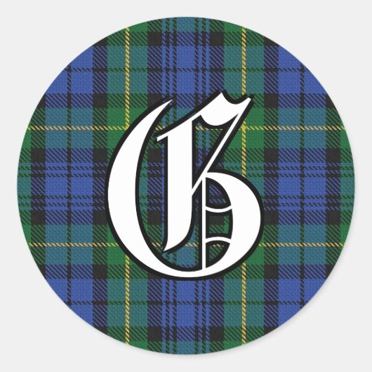 Sticker Rond Clan classique Gordon Tartan Monogramme (Devant)