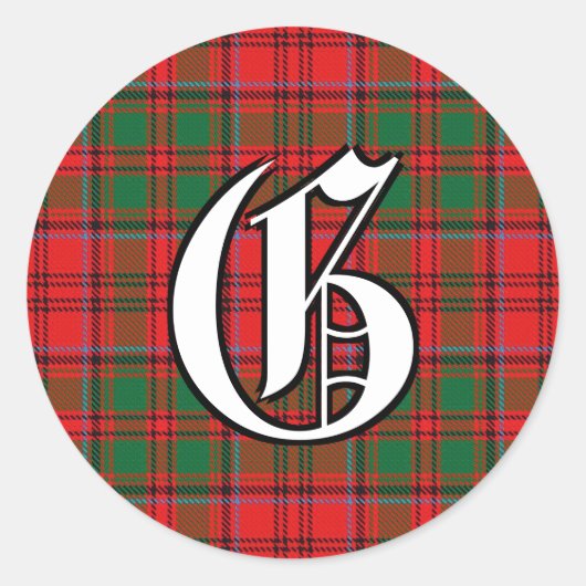 Sticker Rond Clan classique Grant Tartan Monogramme (Devant)