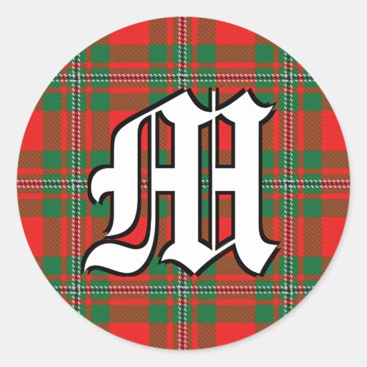 Sticker Rond Clan classique Gregor MacGregor Tartan Monogramme (Devant)