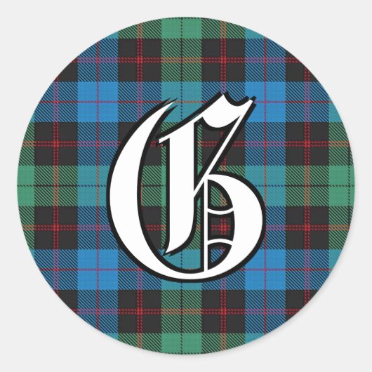 Sticker Rond Clan classique Guthrie Tartan Monogramme (Devant)