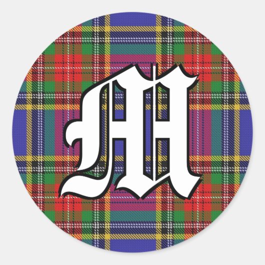 Sticker Rond Clan classique MacBeth Tartan Monogramme (Devant)