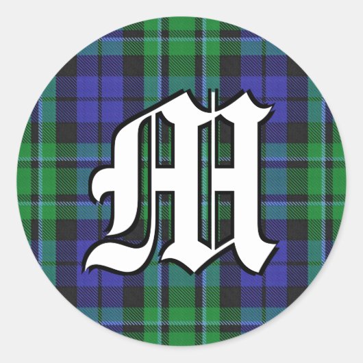 Sticker Rond Clan classique MacCallum Tartan Monogramme (Devant)