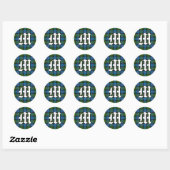 Sticker Rond Clan classique MacKenzie Tartan Monogramme (Feuille)