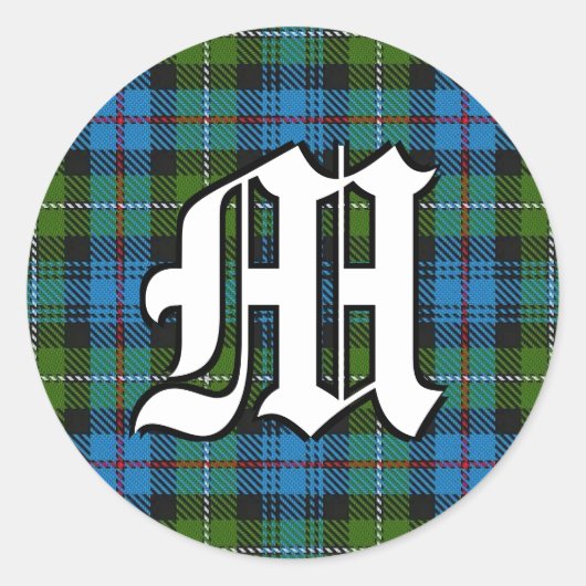 Sticker Rond Clan classique MacKenzie Tartan Monogramme (Devant)