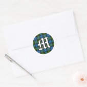 Sticker Rond Clan classique MacKenzie Tartan Monogramme (Enveloppe)