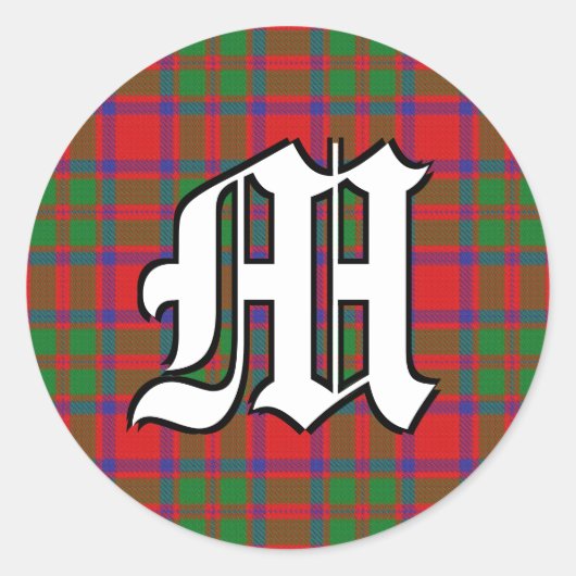 Sticker Rond Clan classique MacKintosh Tartan Monogramme (Devant)