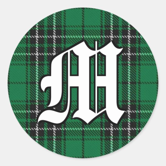 Sticker Rond Clan classique MacLean Chasse Tartan Monogramme (Devant)