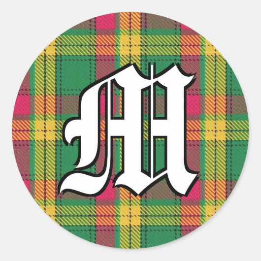 Sticker Rond Clan classique MacMillan Tartan Monogramme (Devant)