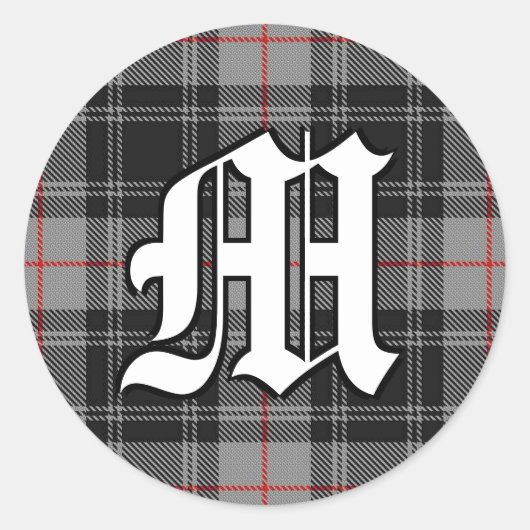 Sticker Rond Clan classique Moffat Tartan Monogramme (Devant)