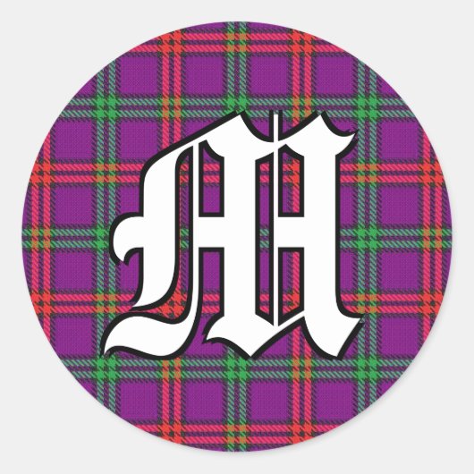 Sticker Rond Clan classique Montgomery Tartan Monogramme (Devant)