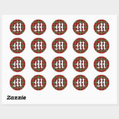 Sticker Rond Clan classique Morrison Tartan Monogramme (Feuille)