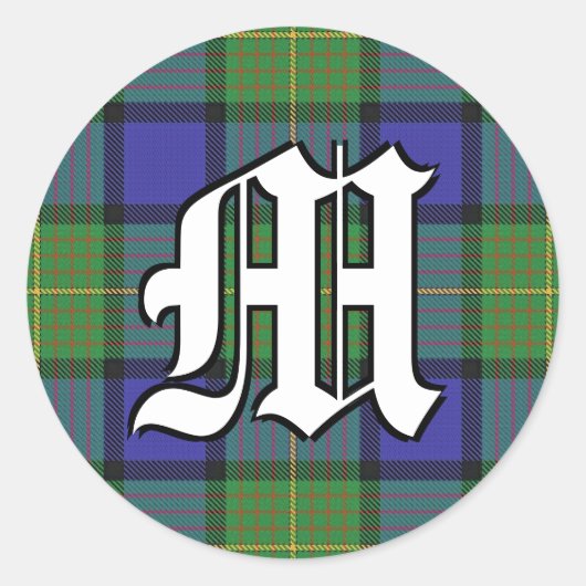 Sticker Rond Clan classique Muir Tartan Monogramme (Devant)