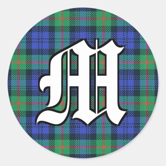 Sticker Rond Clan classique Murray Tartan Monogramme (Devant)