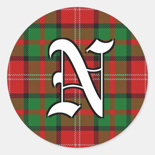 Sticker Rond Clan Classique Nisbet Tartan Monogramme (Devant)