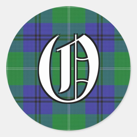 Sticker Rond Clan classique Oliphant Tartan Monogramme (Devant)