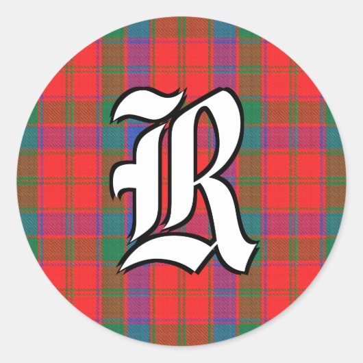 Sticker Rond Clan classique Robertson Tartan Monogramme (Devant)