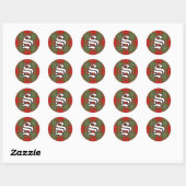 Sticker Rond Clan classique Scott Tartan Monogramme (Feuille)