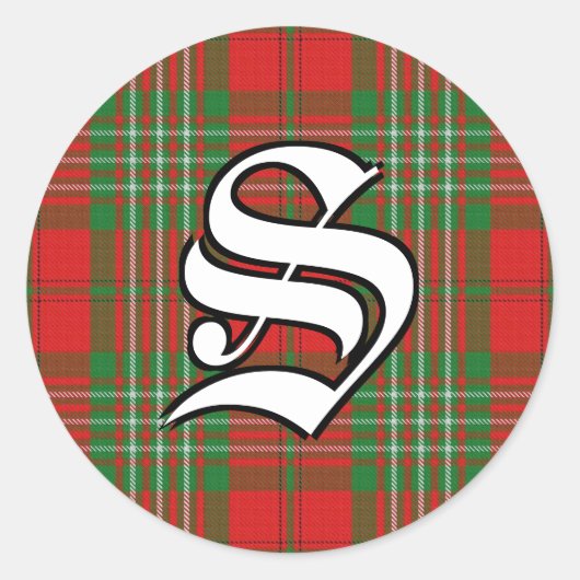 Sticker Rond Clan classique Scott Tartan Monogramme (Devant)