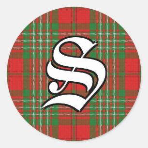 Sticker Rond Clan classique Scott Tartan Monogramme