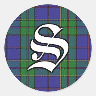 Sticker Rond Clan classique Strachan Tartan Monogramme