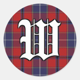 Sticker Rond Clan classique Wishart Tartan Monogramme