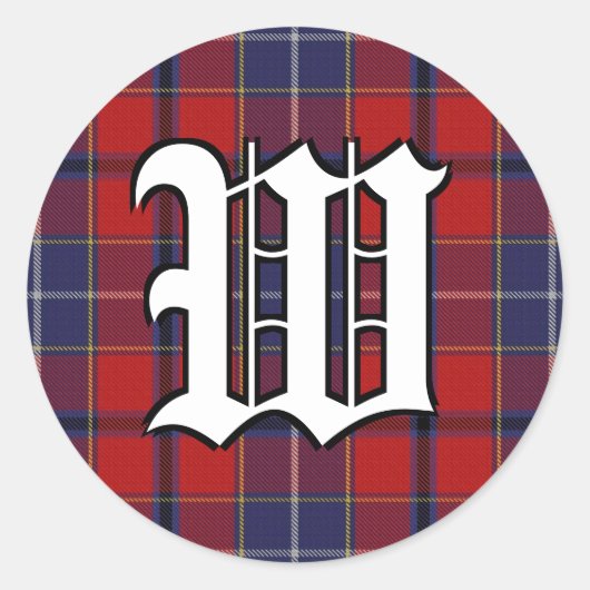 Sticker Rond Clan classique Wishart Tartan Monogramme (Devant)