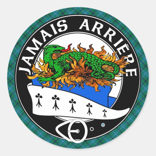 Sticker Rond Clan Douglas Crest avec moderne Douglas Tartan (Devant)