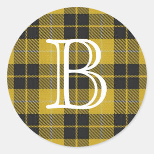 Sticker Rond Clan écossais Barclay Tartan Avec Monogramme