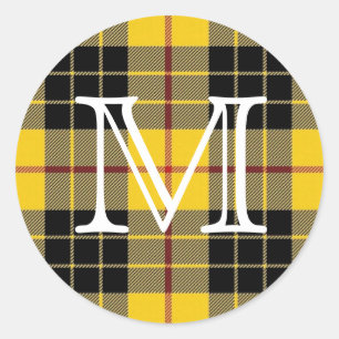 Sticker Rond Clan écossais MacLeod de monogramme de tartan de