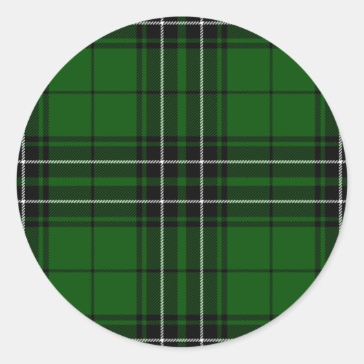 Sticker Rond Clan écossais vert et noir MacLean Tartan (Devant)
