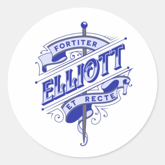 Sticker Rond Clan Elliott, Fortiter Et Recte, Famille Elliott (Devant)