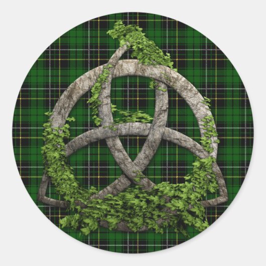 Sticker Rond Clan Et Clan MacAlpine Tartan (Devant)