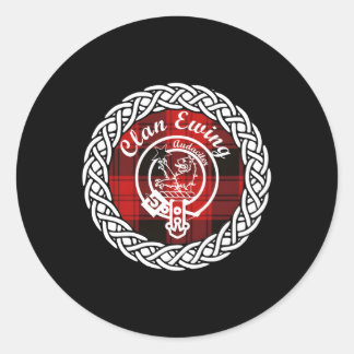 Sticker Rond Clan Ewing Nom de famille Scottish Tan Crest