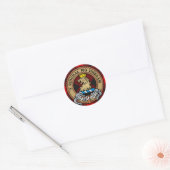 Sticker Rond Clan Gregor Crest sur Rob Roy Tartan (Enveloppe)