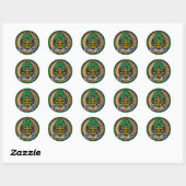 Sticker Rond Clan Hamilton Crest sur la chasse Tartan (Feuille)
