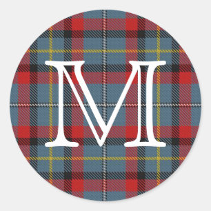 Sticker Rond Clan Irlandais MacNamara Tartan Avec Monogramme