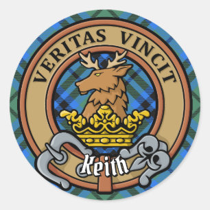 Sticker Rond Clan Keith Crest sur Tartan