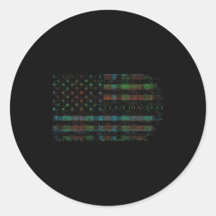 Sticker Rond Clan Macduff Chasse Scottish Tartan Us Drapeau Kil