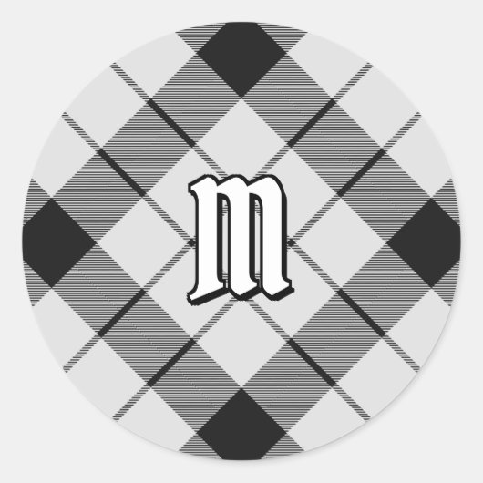 Sticker Rond Clan MacFarlane Tartan noir et blanc (Devant)