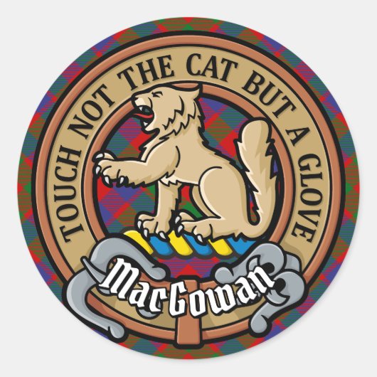 Sticker Rond Clan MacGowan Crest sur Tartan (Devant)